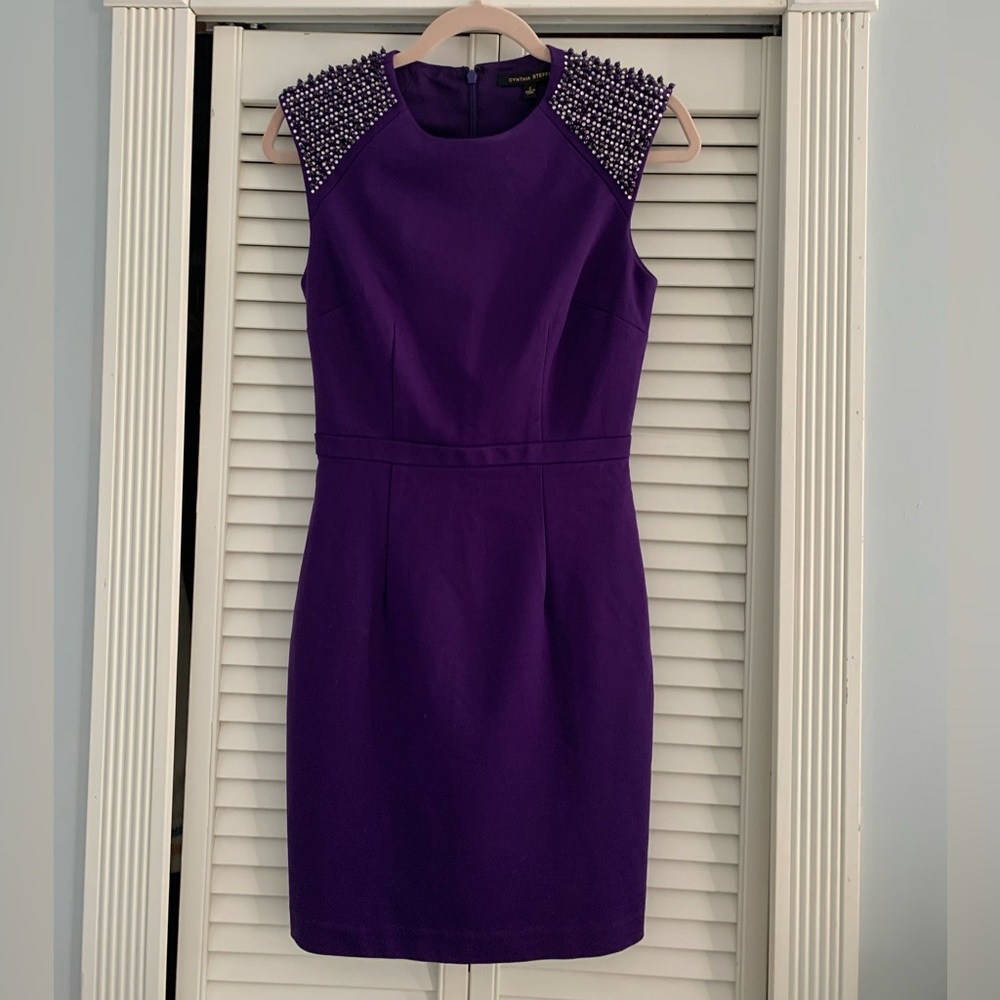 Beaded Cap Sleeve Dress, Size 2 - Picture 3 of 6